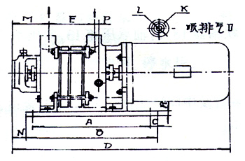 2SK-0.4、2SK-0.8兩級不環(huán)真空泵外形及安裝尺寸